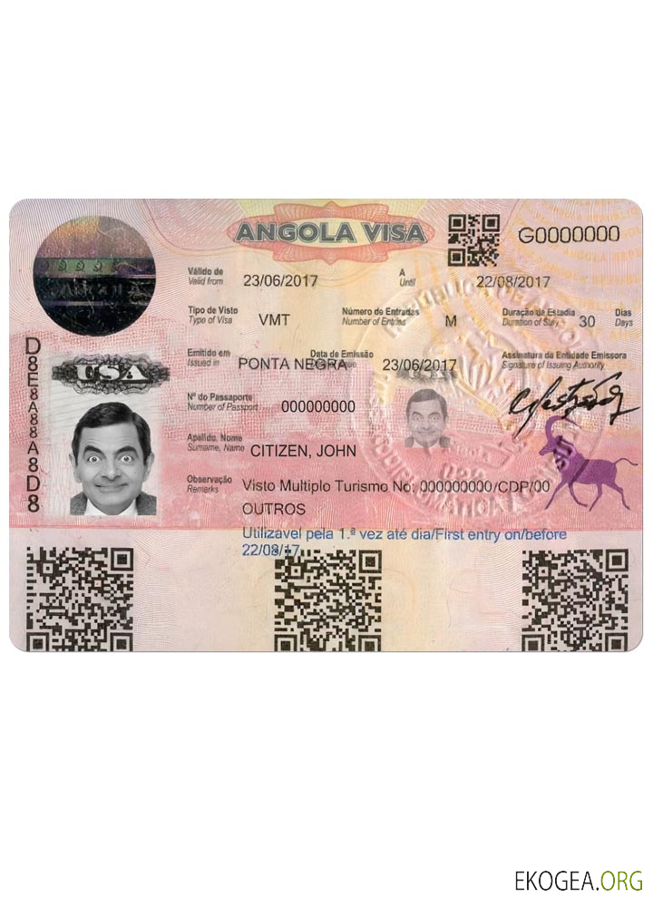 Visa d'entrée en ANGOLA version 2
